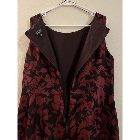 ADRIANNA PAPELL 16W Red & Black Floral Formal Cocktail Business Dress Plus Size - Picture 3 of 4